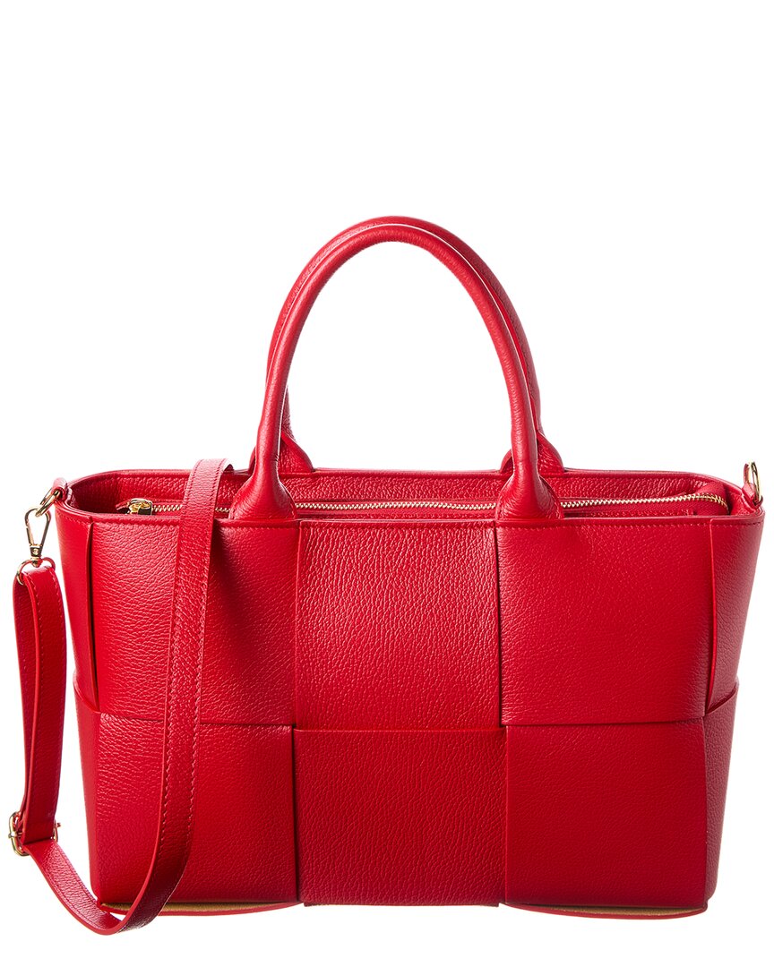 Isabella Rossetti Isabel Hand-woven Leather Tote In Red