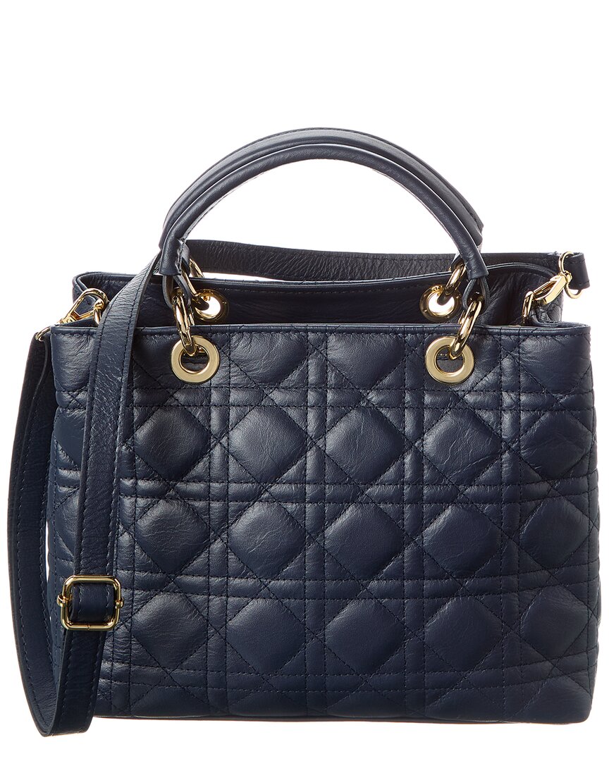 Isabella Rossetti Blair Quilted Leather Tote In Blue