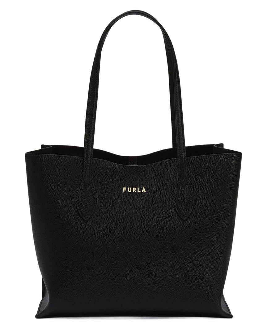Furla Era Leather Tote In Black