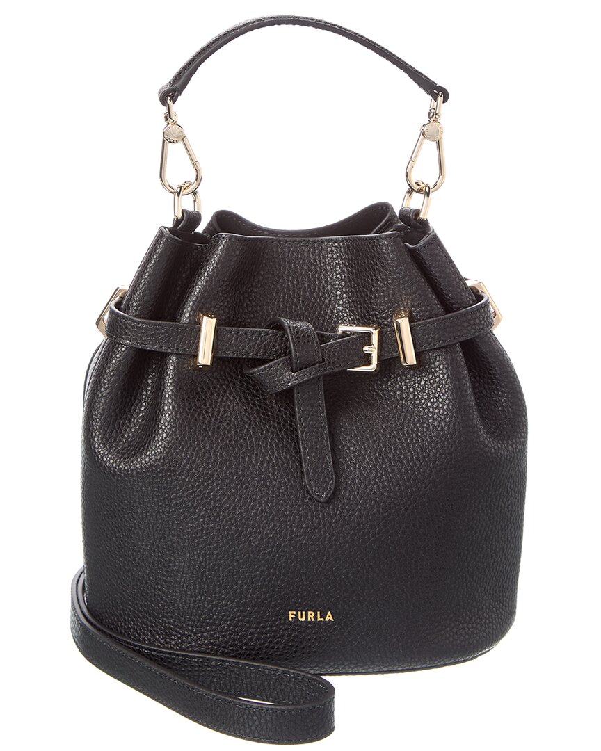 Furla Aura Mini Leather Drawstring In Brown