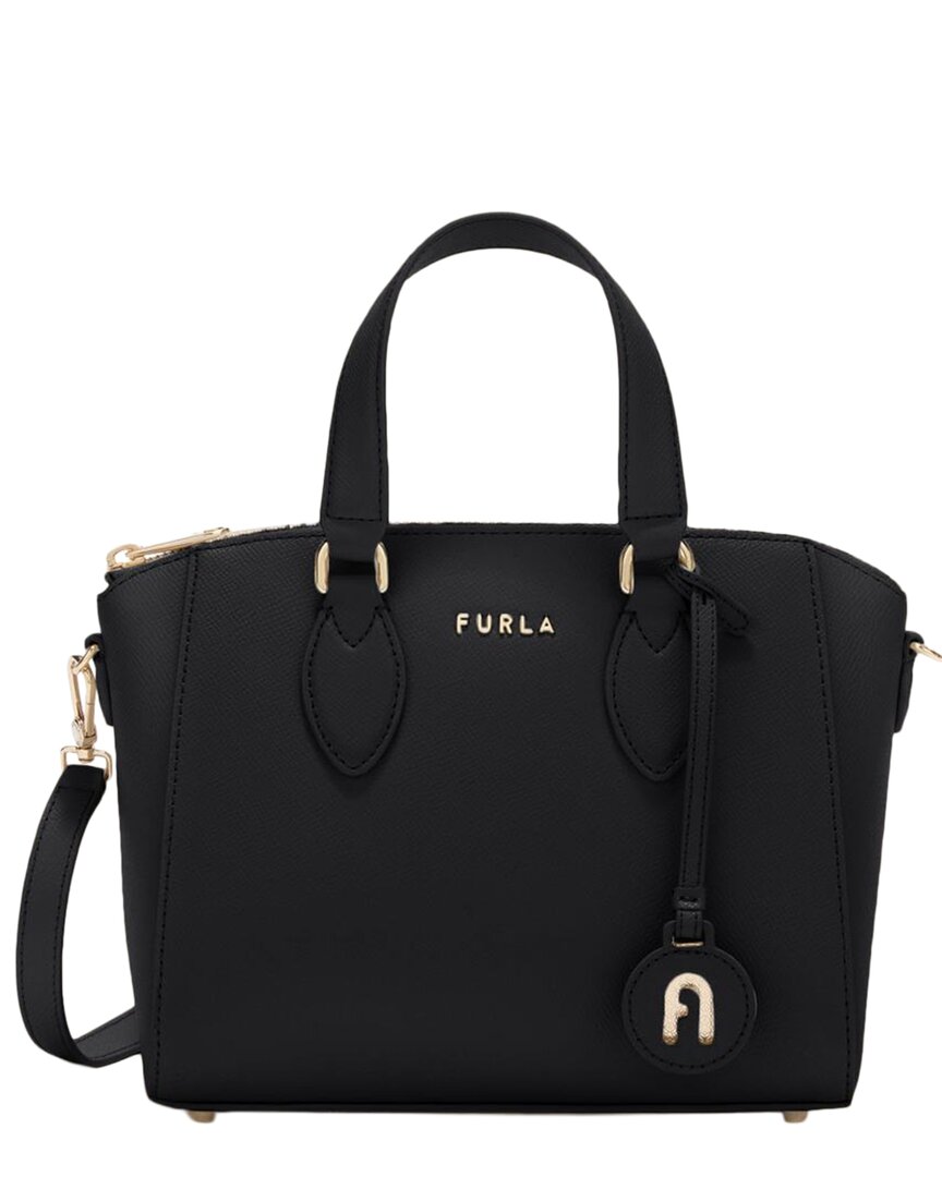 Furla Minerva Leather Satchel In Black