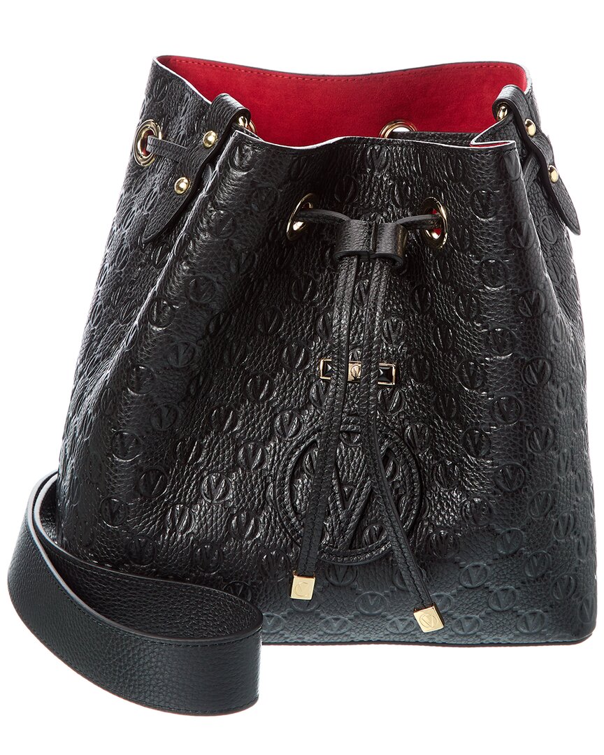 Valentino by Mario Valentino Karl Medallion Leather Bucket Bag
