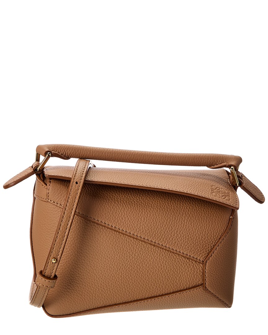 Loewe Puzzle Mini Leather Shoulder Bag In Brown