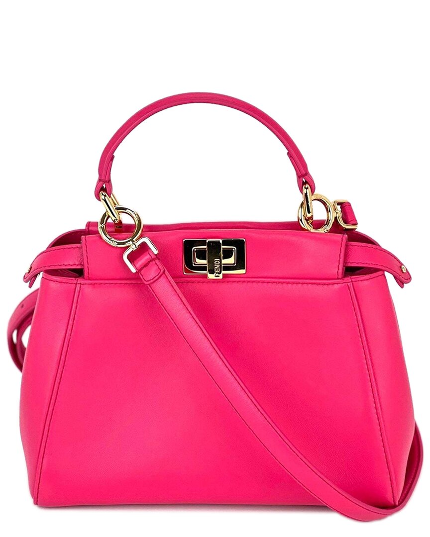 Fendi Pink Leather Mini Peekaboo Shoulder Bag (authentic Pre-loved) In Pink