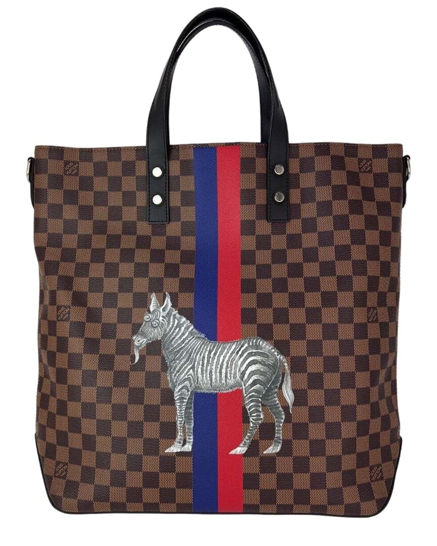 Pre-owned Louis Vuitton Brown Damier Ebene Canvas Savane Zebra Atlas Tote (authentic Pre-loved)