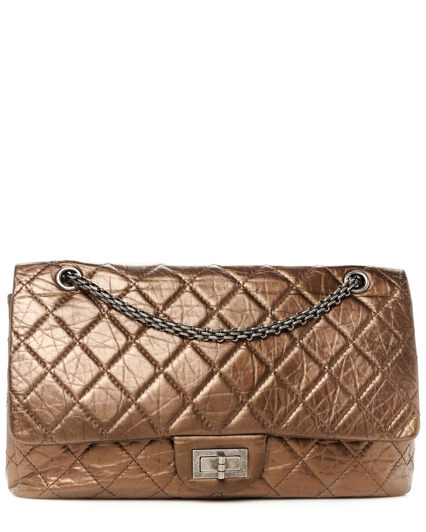 Pre-owned Chanel Bronze Metallic Calfskin Leather Metallic Aged Quilted 2.55 Reissue 227  Flap (authentic Pre-