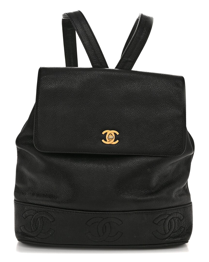 Pre-owned Chanel Black Caviar Leather Triple Cc Turnlock Backpack (authentic Pre-loved)