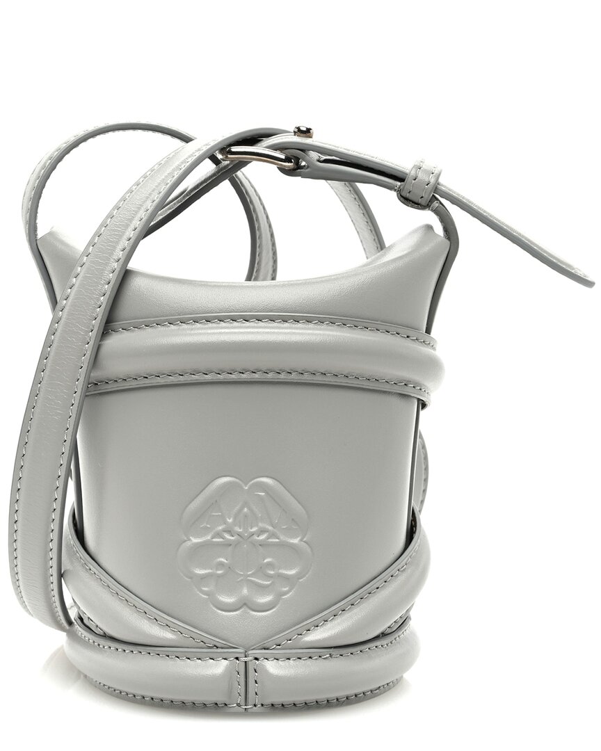 Alexander Mcqueen Grey Calfskin Leather The Curve Mini Bucket Bag (authentic  Pre-loved)