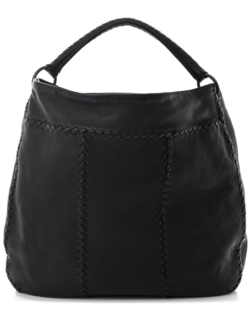 Bottega Veneta Black Waxed Cervo Deerskin Leather Loop Hobo (authentic Pre- Loved)