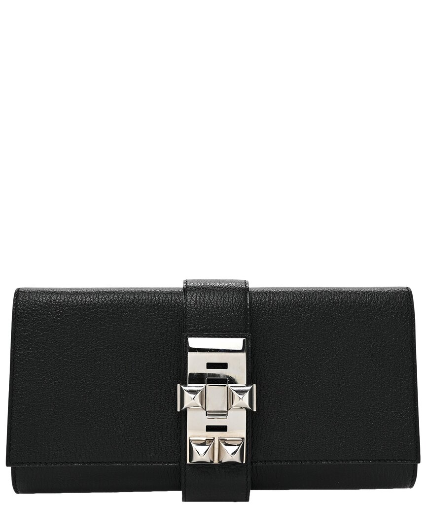 Pre-owned Hermes Hermès Black Chevre Mysore Leather Chevre Mysore Medor 23 Clutch (authentic  Pre-loved)