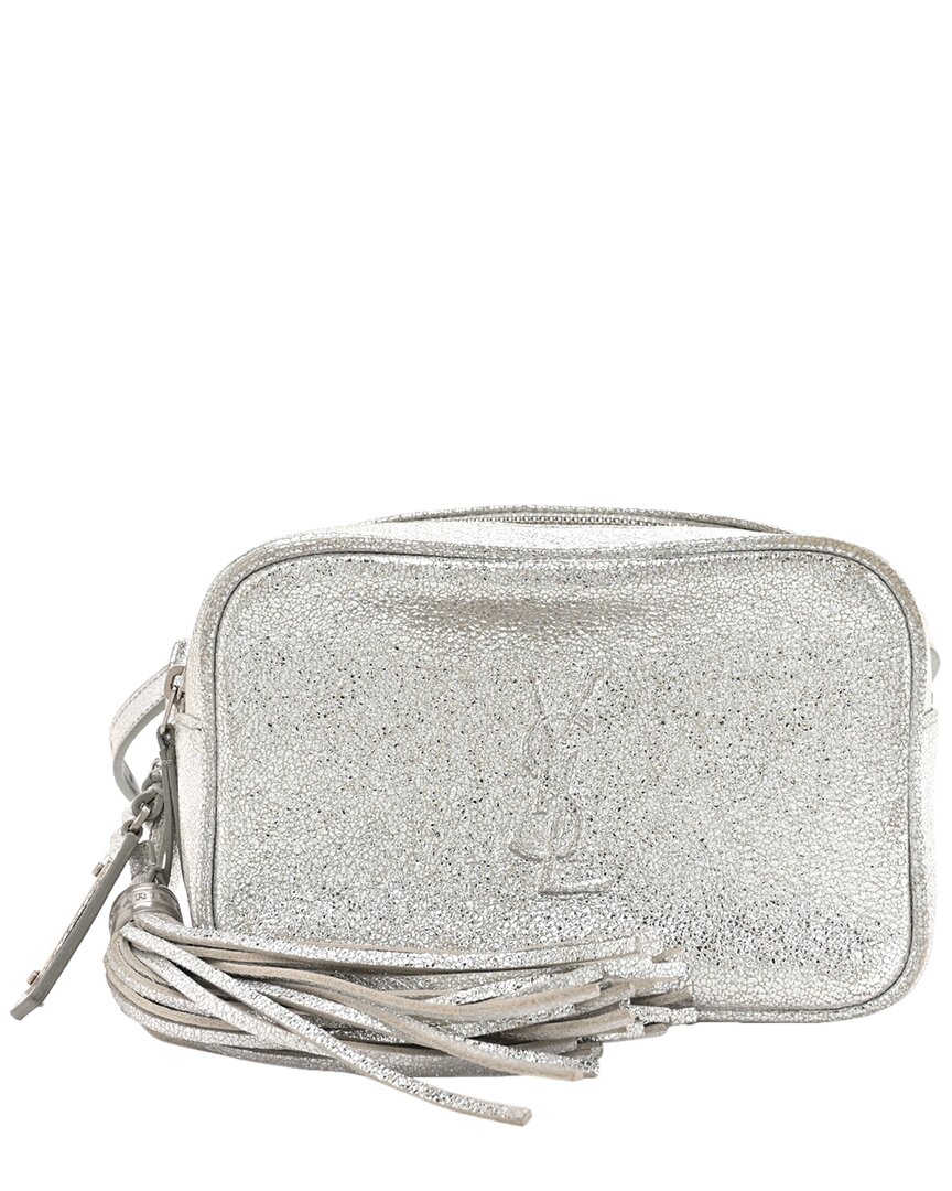 Saint Laurent Argento Metallic Lambskin Leather Monogram Lou Belt Bag  (authentic Pre-loved)