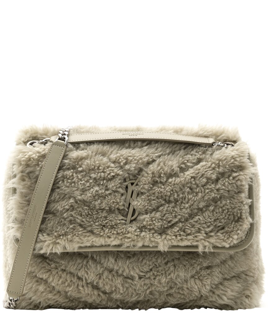 Saint Laurent Grey Calfskin Leather Monogram Medium Niki Chain Satchel  (authentic Pre-loved)