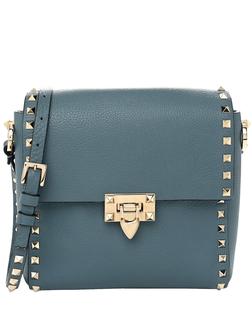Valentino Amadeus Pebbled Calfskin Leather Rockstud Flip Lock Flap Messenger  Bag (authentic Pre-lov