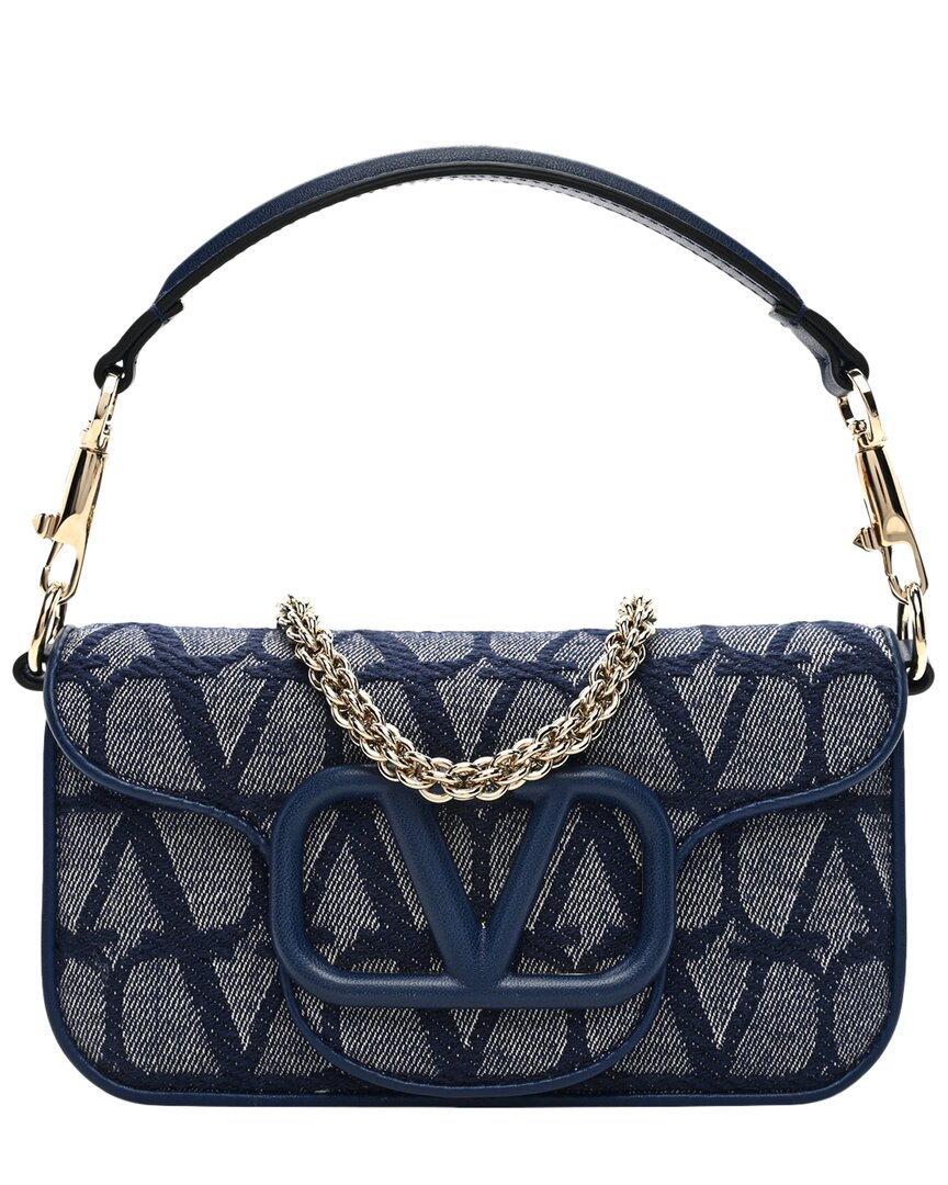 Valentino Blue Denim Iconographe Vlogo Small Loco Shoulder Bag (authentic Pre-  Loved) In Blue