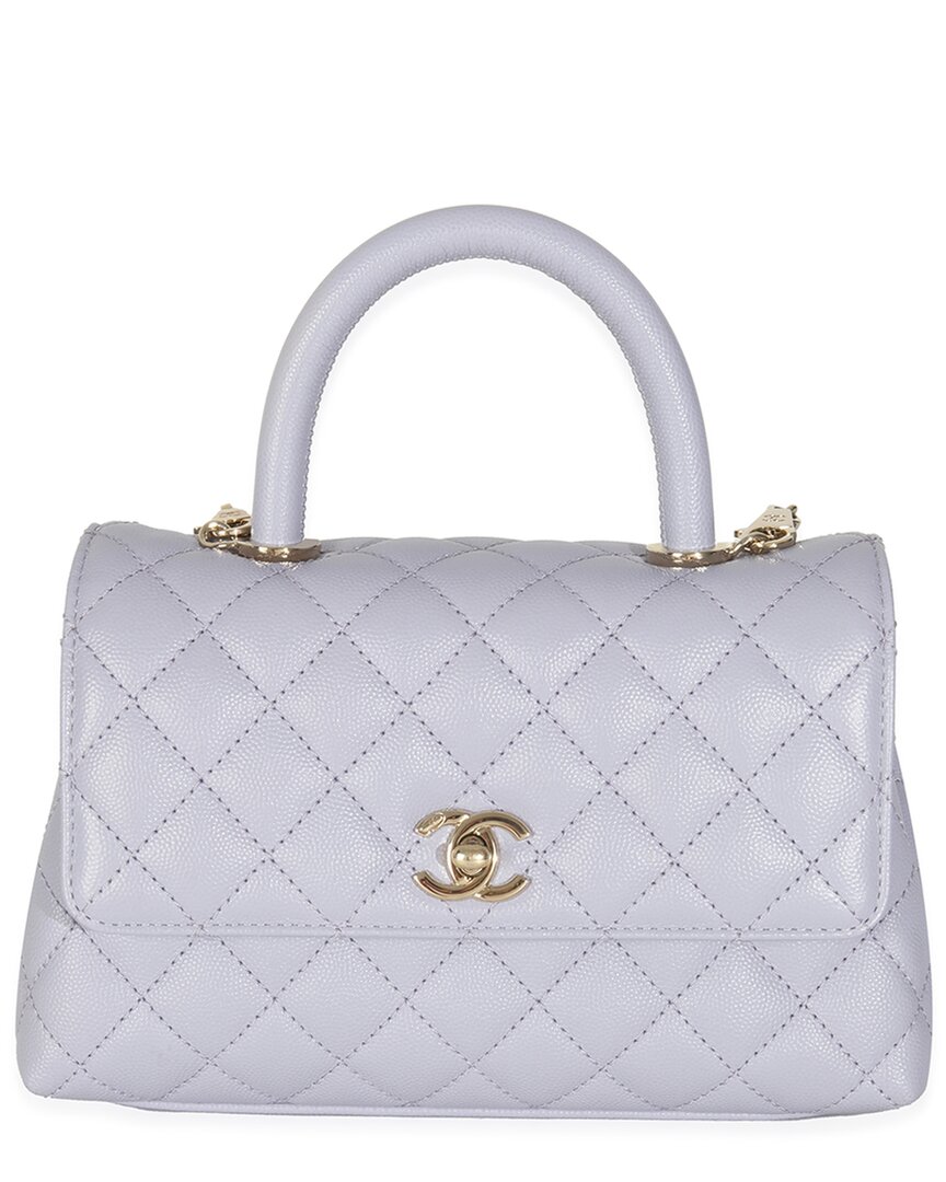 Pre-owned Chanel Purple Caviar Leather Mini Coco Handle Flap Handbag (authentic Pre-  Loved)