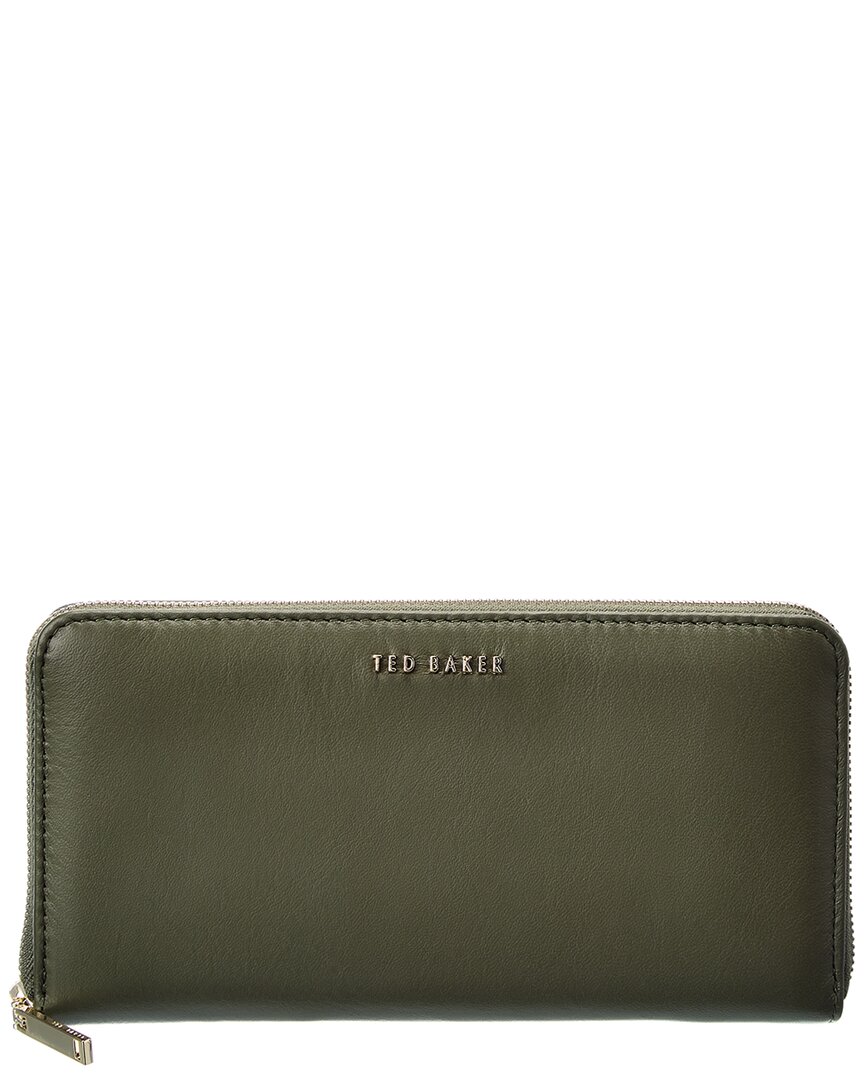 Ted Baker Garcey Large Zip Around Leather Purse In Green