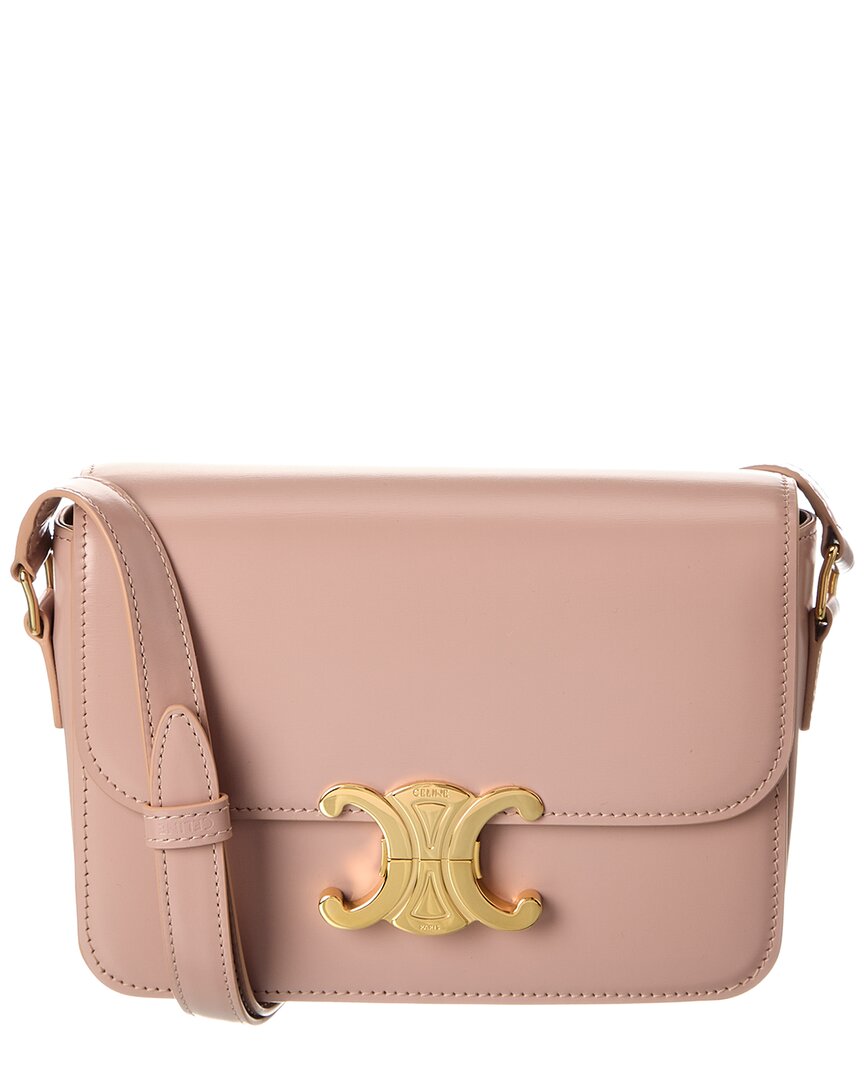 Celine Triomphe Leather Shoulder Bag In Pink