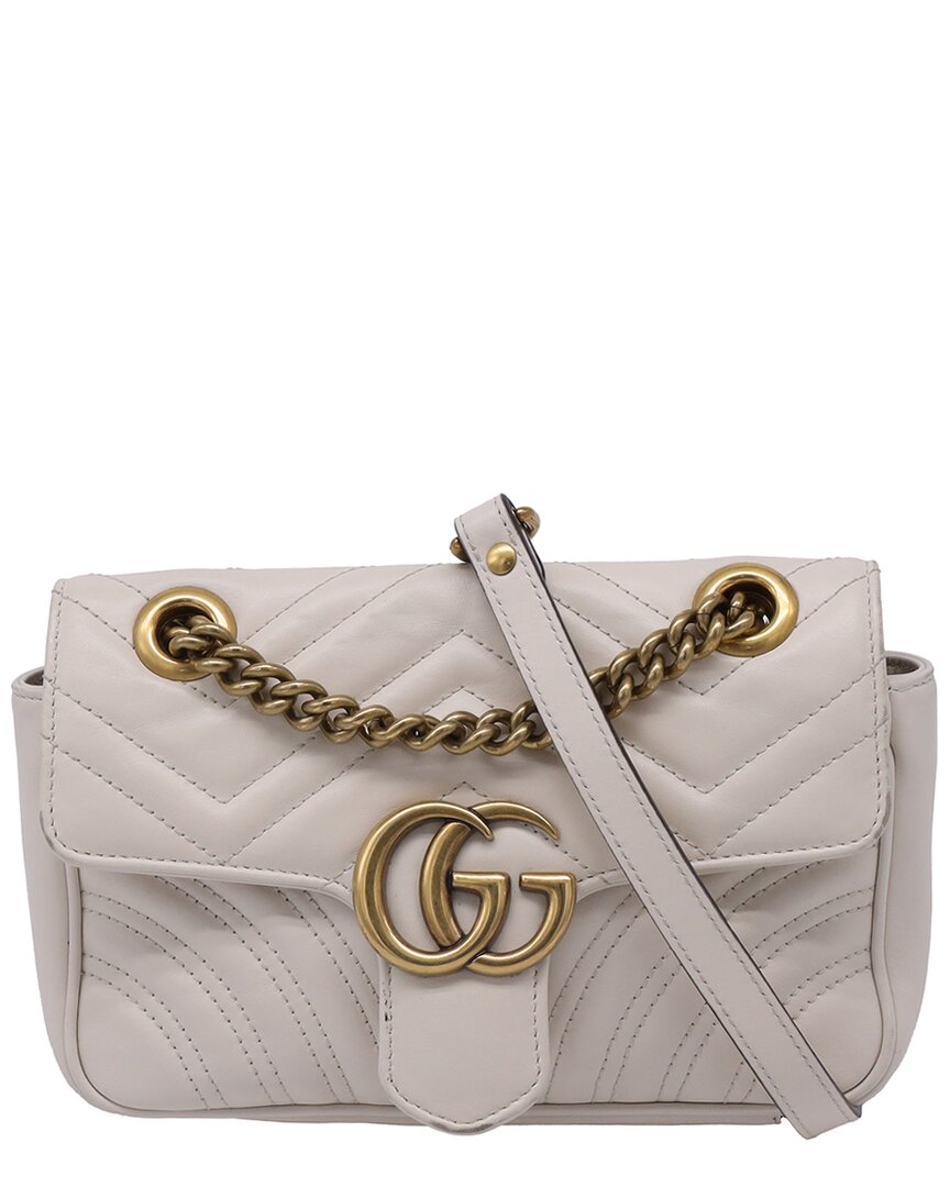 Gucci Ochre Suede Mini Gg Marmont Flap Shoulder Bag (authentic Pre-loved)