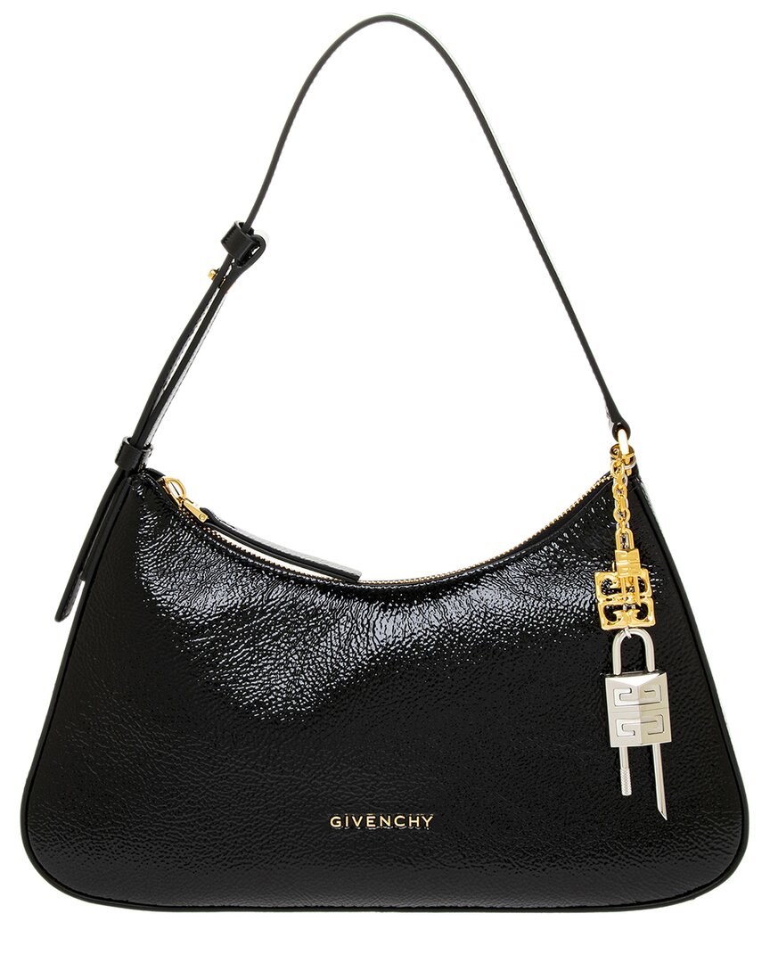 Givenchy Lucky Lock Small Patent Hobo Bag In Black