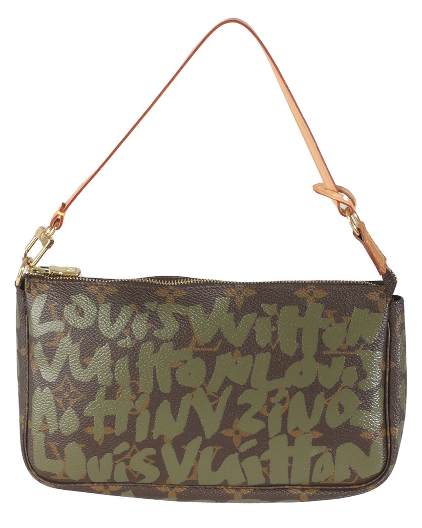 Pre-owned Louis Vuitton Brown/green Canvas X Stephen Sprouse Graffiti Pochette  Accessories (authentic Pre-lov