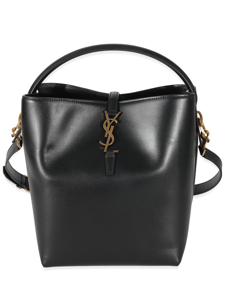 Saint Laurent Black Leather Shiny Le 37 Bucket Bag (authentic Pre-loved) In Black