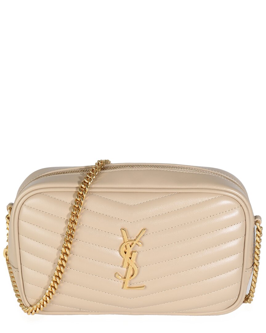 Saint Laurent Beige Leather Mini Lou Crossbody Bag (authentic Pre-loved) In Sand