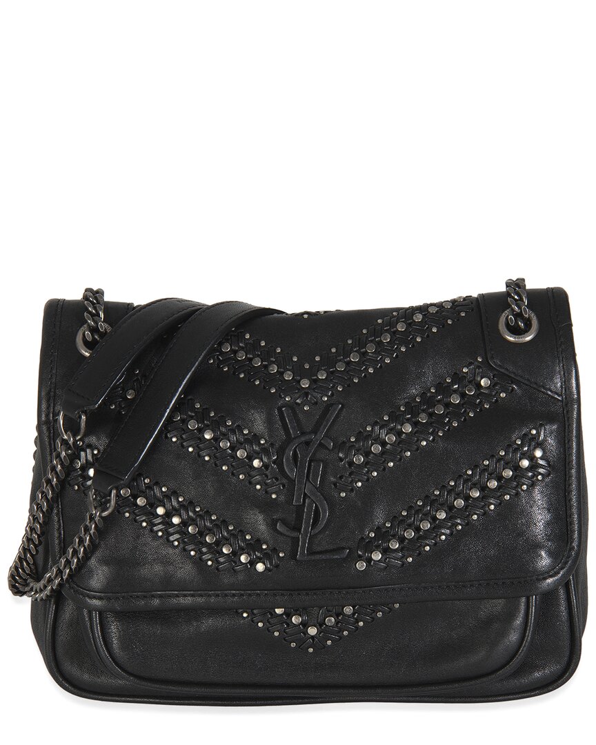 Saint Laurent Black Matelasse Leather Studded Small Niki Chain Bag (authentic  Pre-loved) In Black