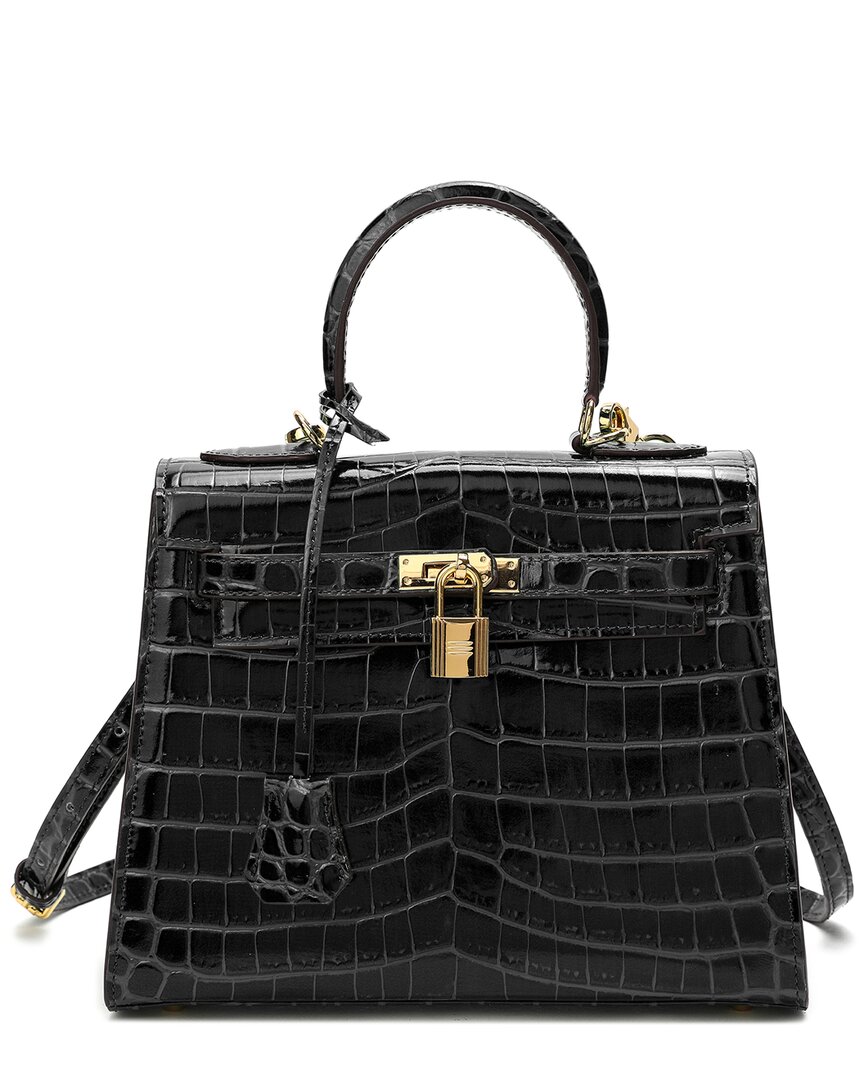 Tiffany & Fred Paris Alligator-embossed Leather Satchel In Black