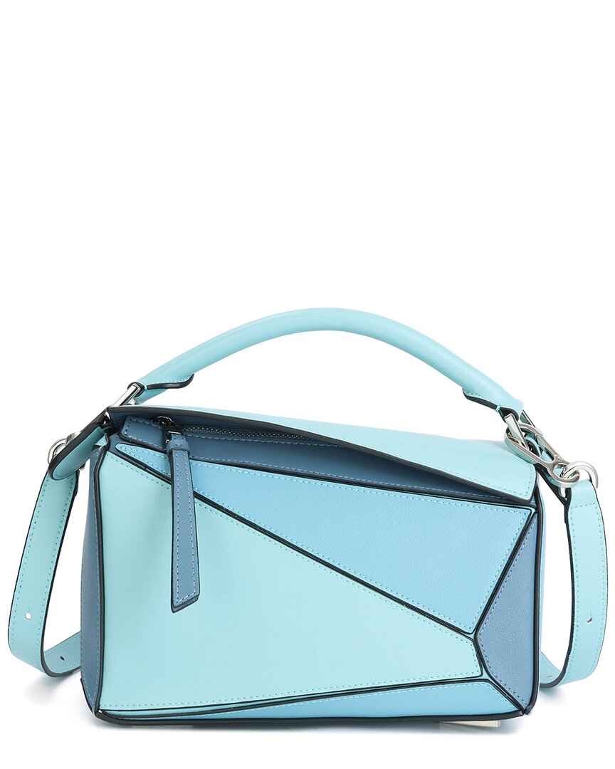 Tiffany & Fred Paris Geometric Pattern Leather Shoulder Bag In Blue