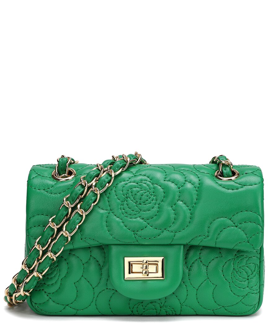 Tiffany & Fred Paris Quilted Leather Crossbody In Green