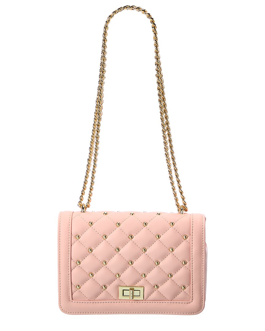 Persaman New York Adeline Studded Quilted Leather Crossbody In Pink