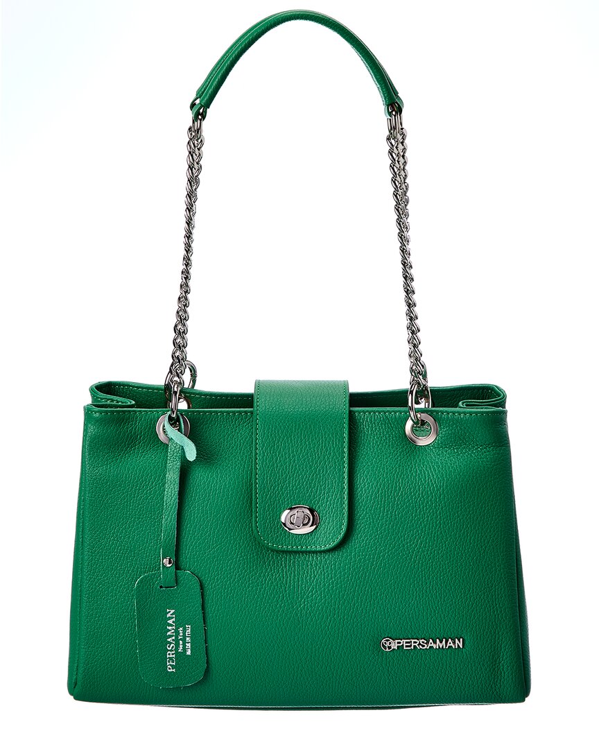 Persaman New York Elle Leather Tote In Green