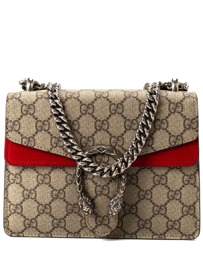 Gucci Brown Gg Supreme Canvas & Red Leather Mini Dionysus Bag (authentic Pre-  Loved)