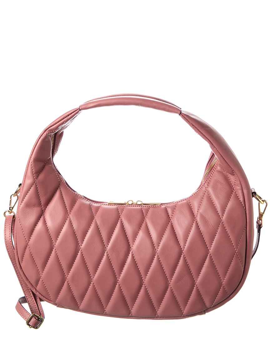 Persaman New York Angolene Quilted Leather Shoulder Bag In Pink