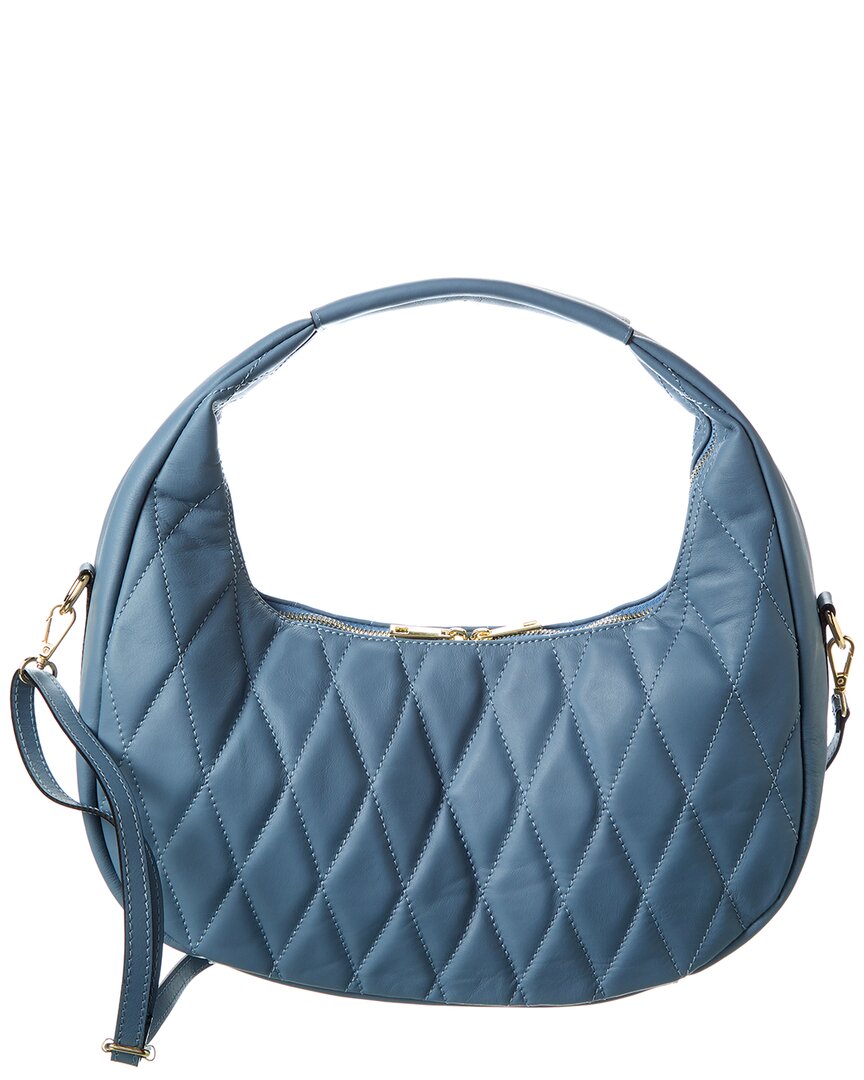 Persaman New York Angolene Quilted Leather Shoulder Bag In Blue