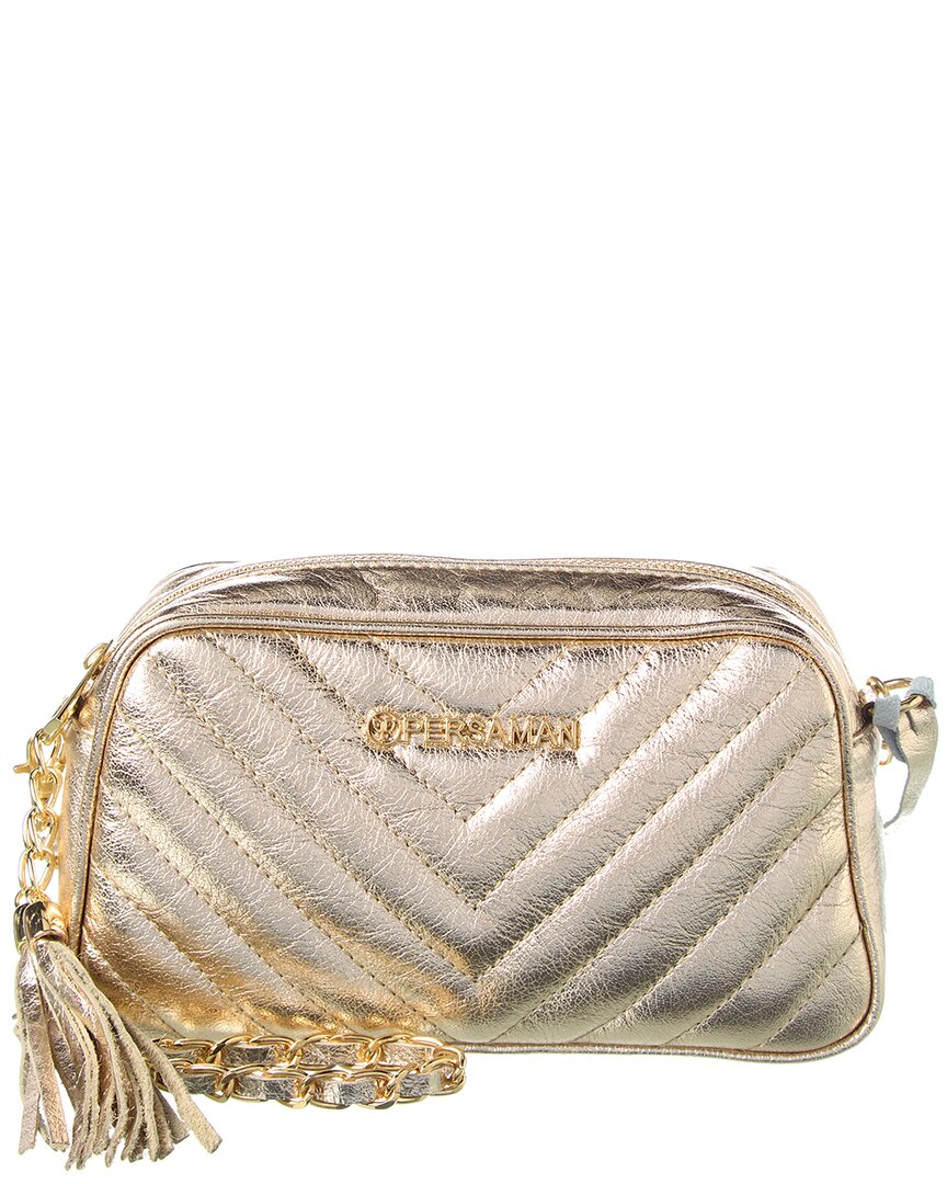 Persaman New York Felice Metallic Quilted Leather Crossbody In Gold