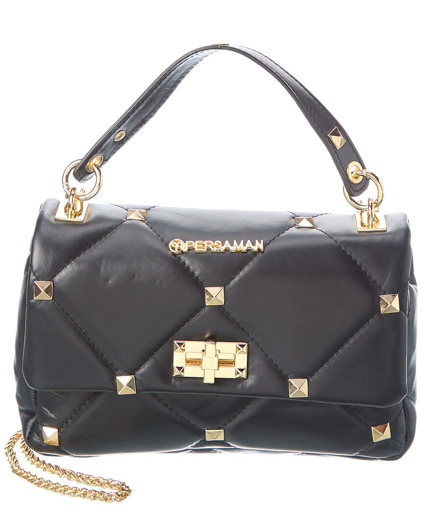 Persaman New York Isabel Studded Quilted Leather Crossbody In Black