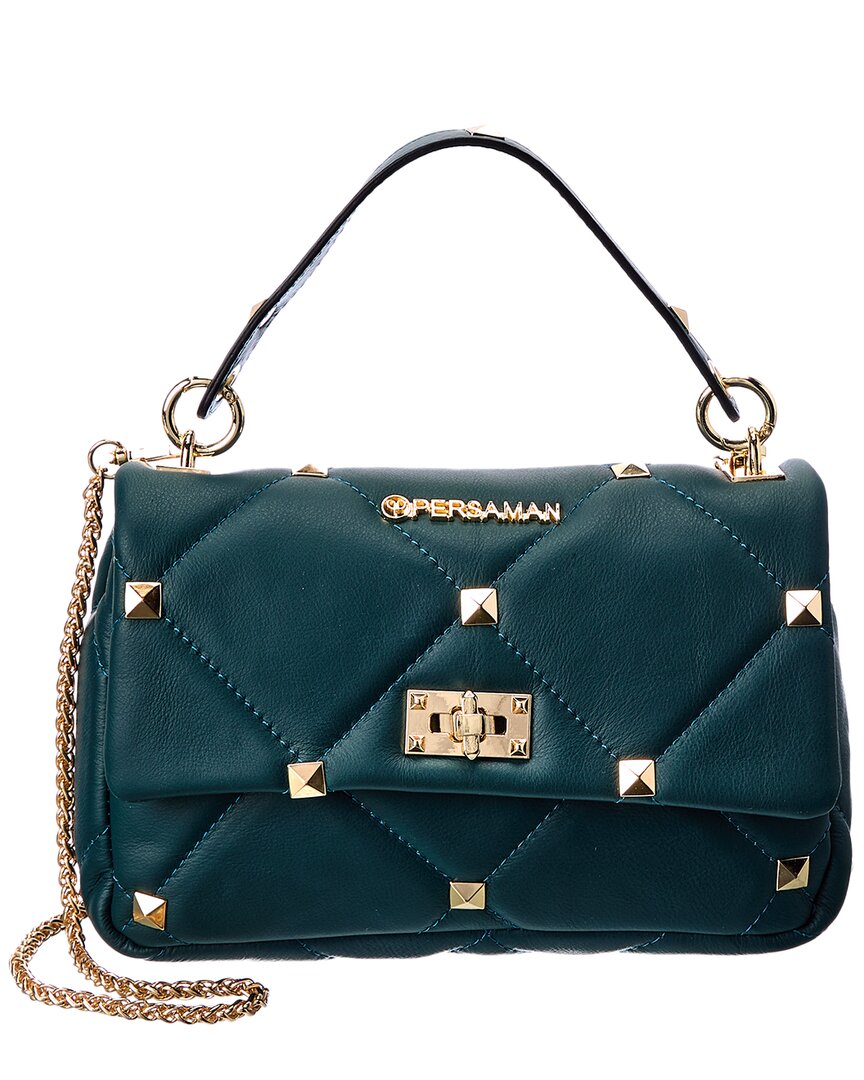 Persaman New York Isabel Studded Quilted Leather Crossbody In Blue