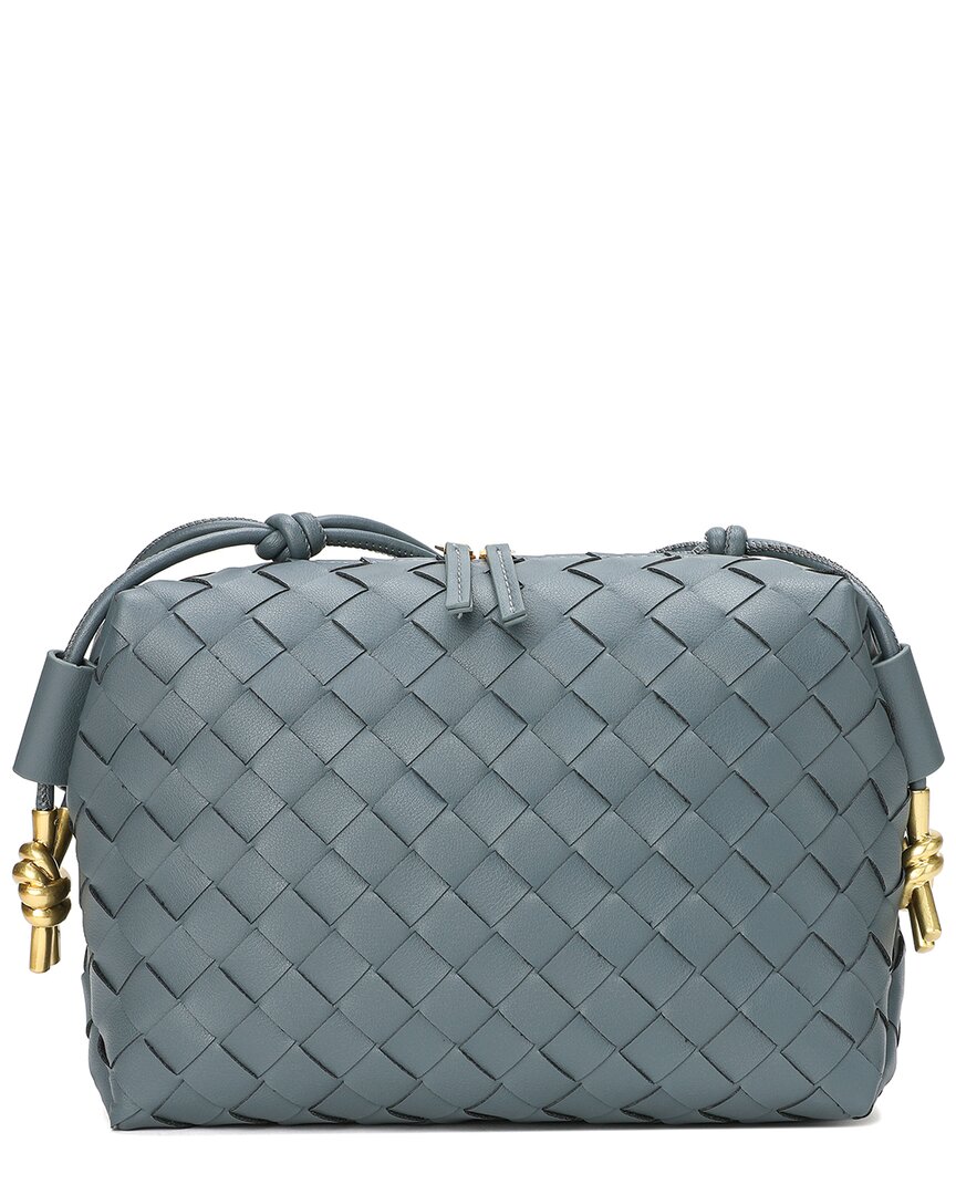 Tiffany & Fred Paris Woven Leather Crossbody In Gray