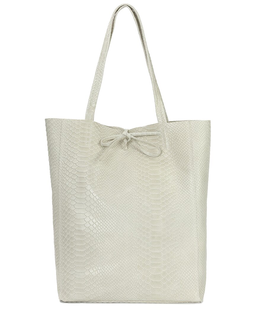 Tiffany & Fred Paris Embossed Leather Tote In Gray