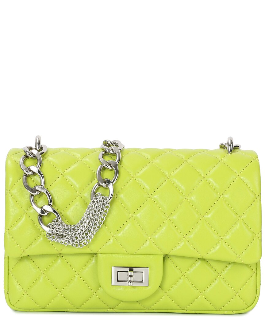 Tiffany & Fred Paris Elegant Quilted Leather Chain Shoulder Bag In Green