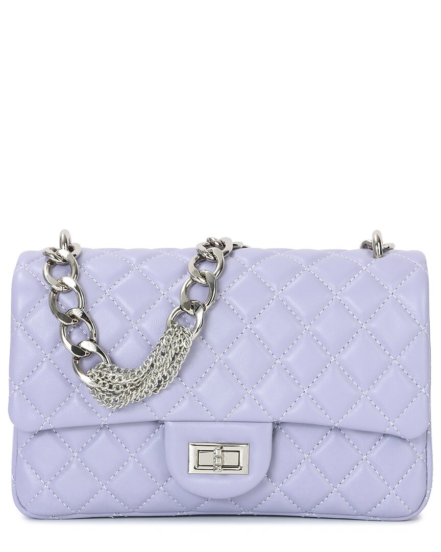 Tiffany & Fred Paris Elegant Quilted Leather Chain Shoulder Bag In Purple