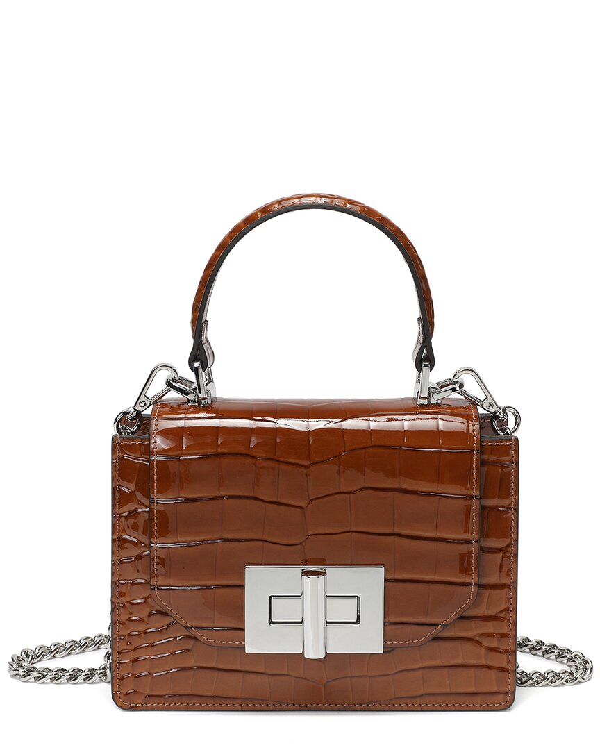 Tiffany & Fred Paris Croc-embossed Patent Satchel