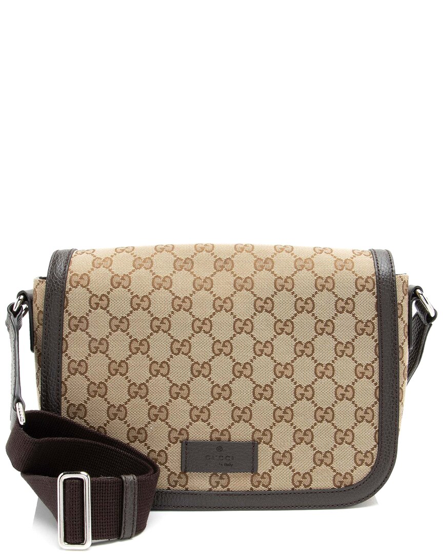 Gucci Brown Gg Canvas Flap Small Messenger (authentic Pre-loved)