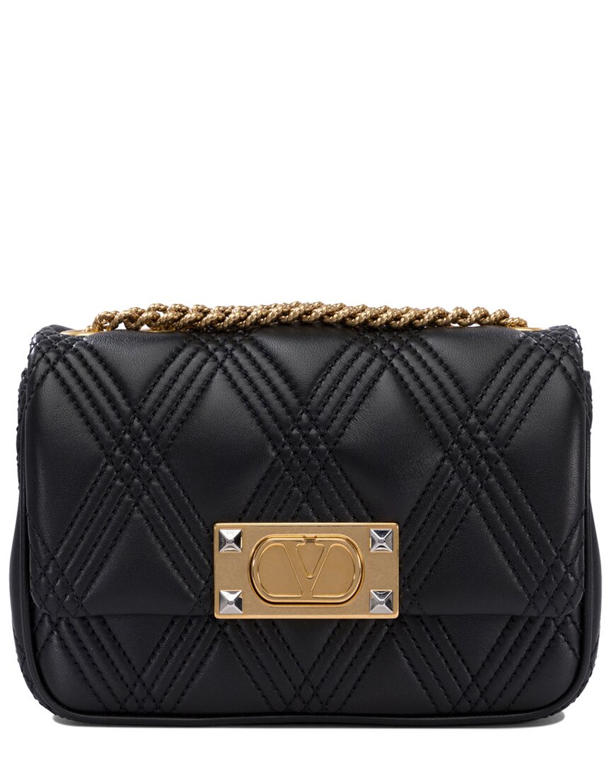Valentino Garavani Valentino Quiltie 67 Leather Shoulder Bag In Black