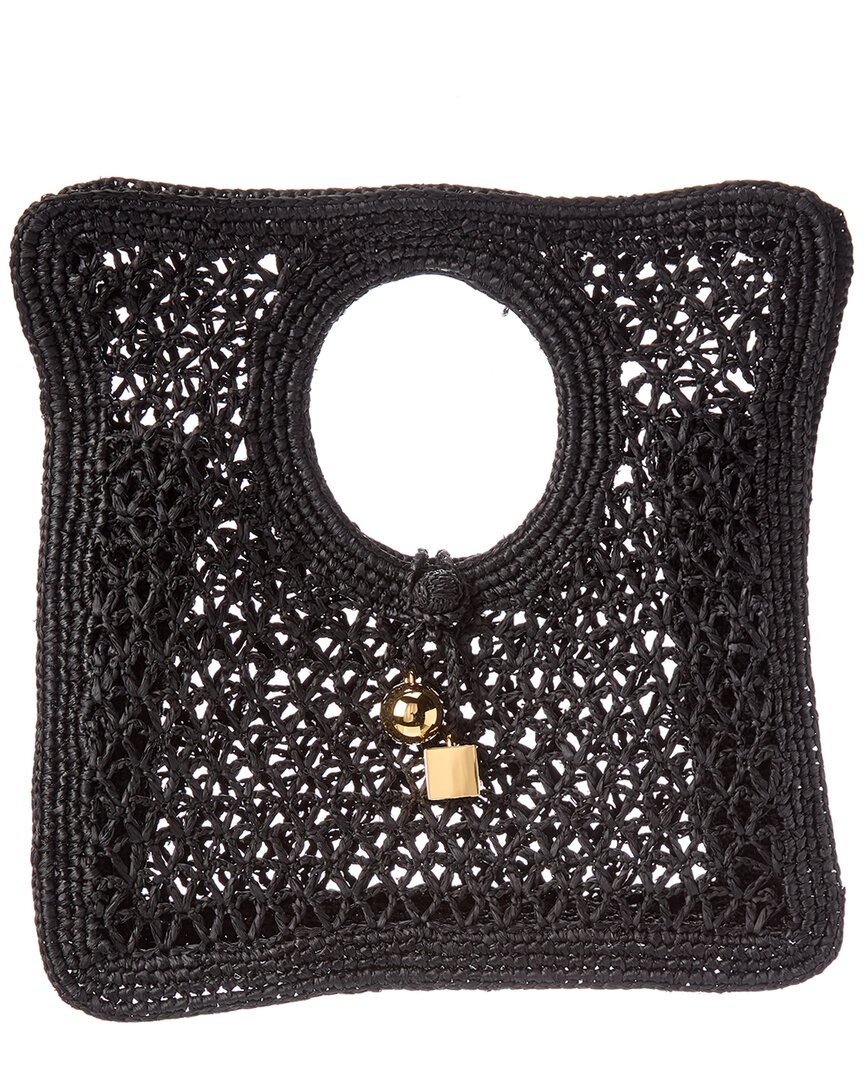 Jacquemus Intricately Woven Raffia Tote Bag With Cut-out Handle In Black