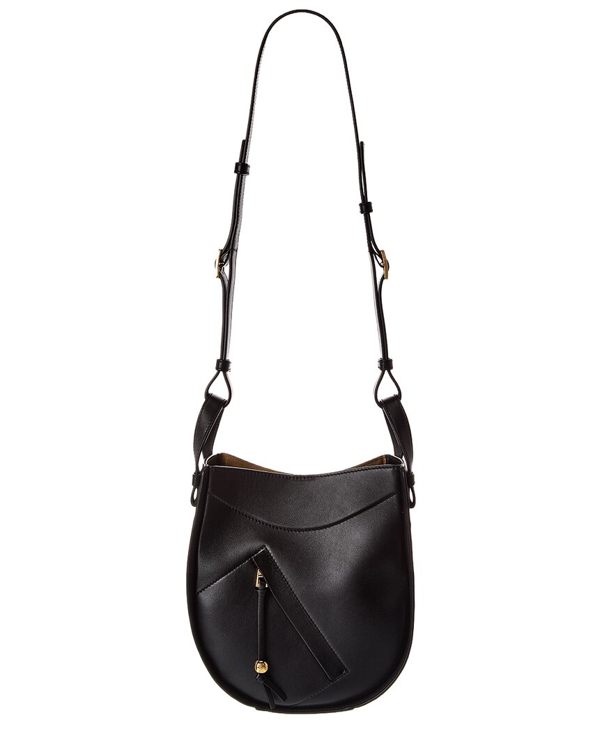 Loewe Hammock Slice Leather Hobo Bag In Black