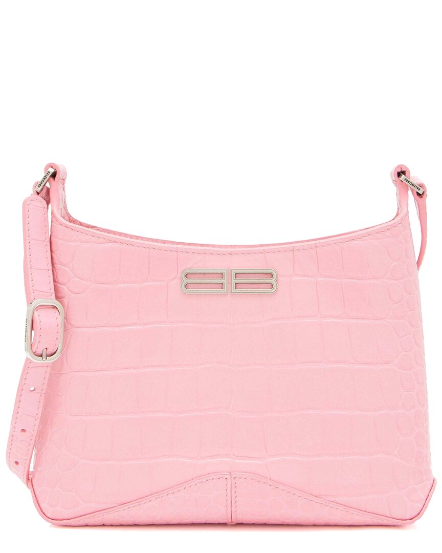 Balenciaga Pink Shiny Croc-embossed Calfskin Xx Small Shoulder Bag (authentic Pre-loved)