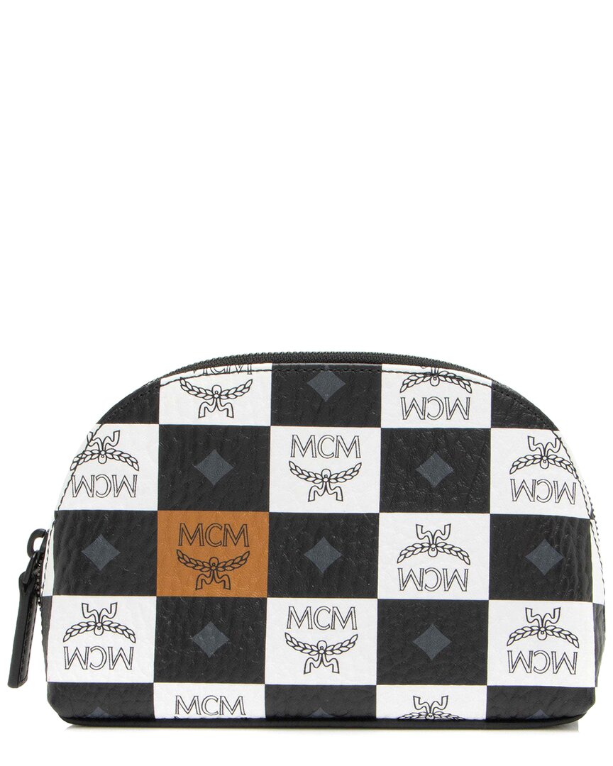 Mcm Dnu Black Checkerboard Visetos Cosmetic Bag (authentic Pre-loved)