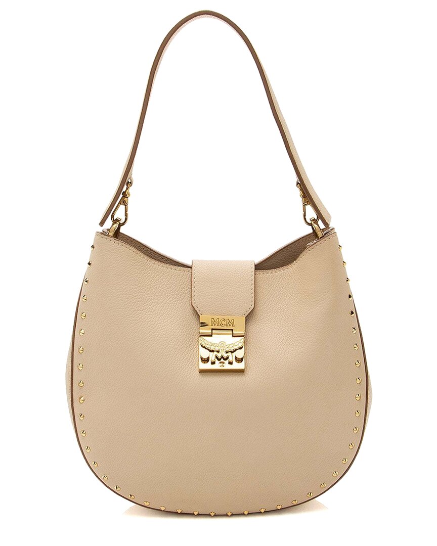 Mcm Brown Leather Studded Patricia Hobo (authentic Pre-loved)